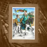 Dama na koniu i lancknecht, format A4 (PO1.M)