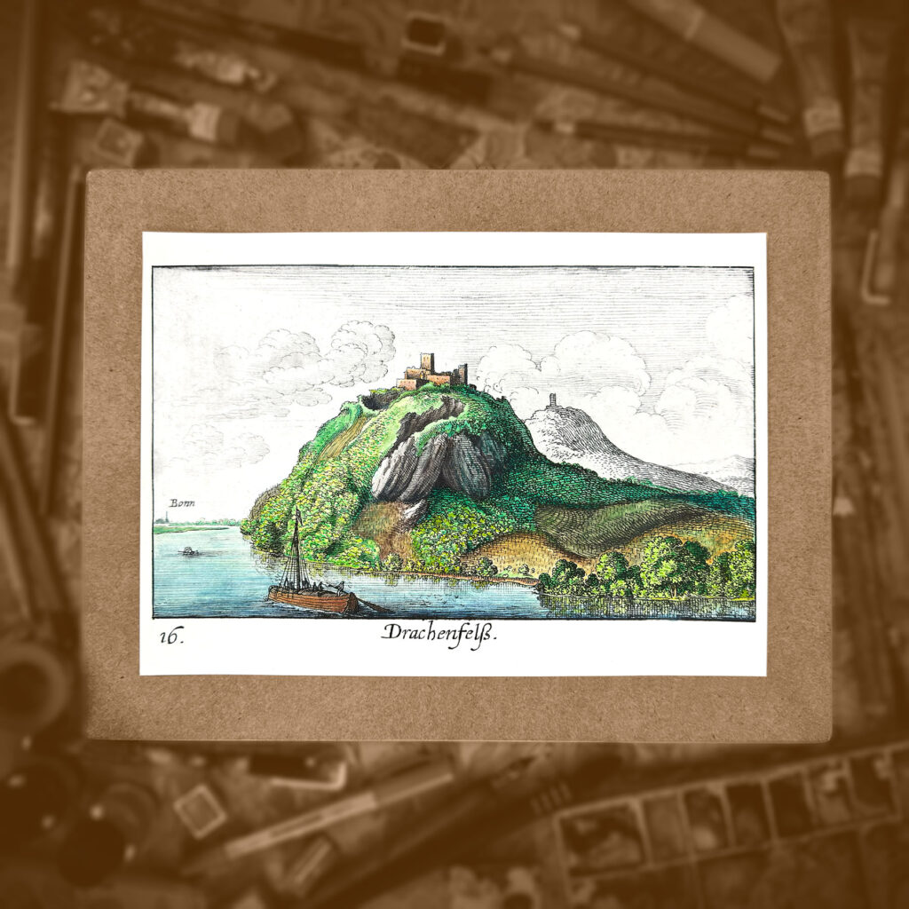 Rycina do kolorowania, format A4, Zamek Drachenfels