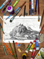 Pejzaż z zamkiem Drachenfels, format A4 (PE.Z1.M) - obrazek 2