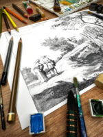 Pejzaż wiejski z mostkiem, format A4 (PE.W5.M) - obrazek 3