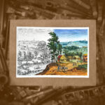 Pejzaż wiejski z osiołkiem i krowami, format A4 (PE.W1.M)