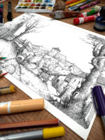 Pejzaż z wieżą i zamkiem, format A4 (PE.Z3.M) - obrazek 3