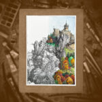 Pejzaż z zamkiem na skale, format A4 (PE.Z2.M)