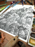 Pejzaż z zamkiem na skale, format A4 (PE.Z2.M) - obrazek 3